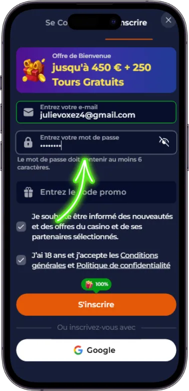 processus d'inscription